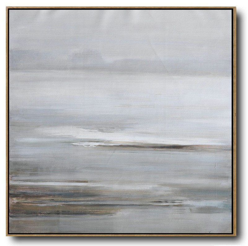 Hand Made Abstract Art,Large Abstract Landscape Oil Painting On Canvas,Acrylic Painting Wall Art,Gray,White,Yellow.etc